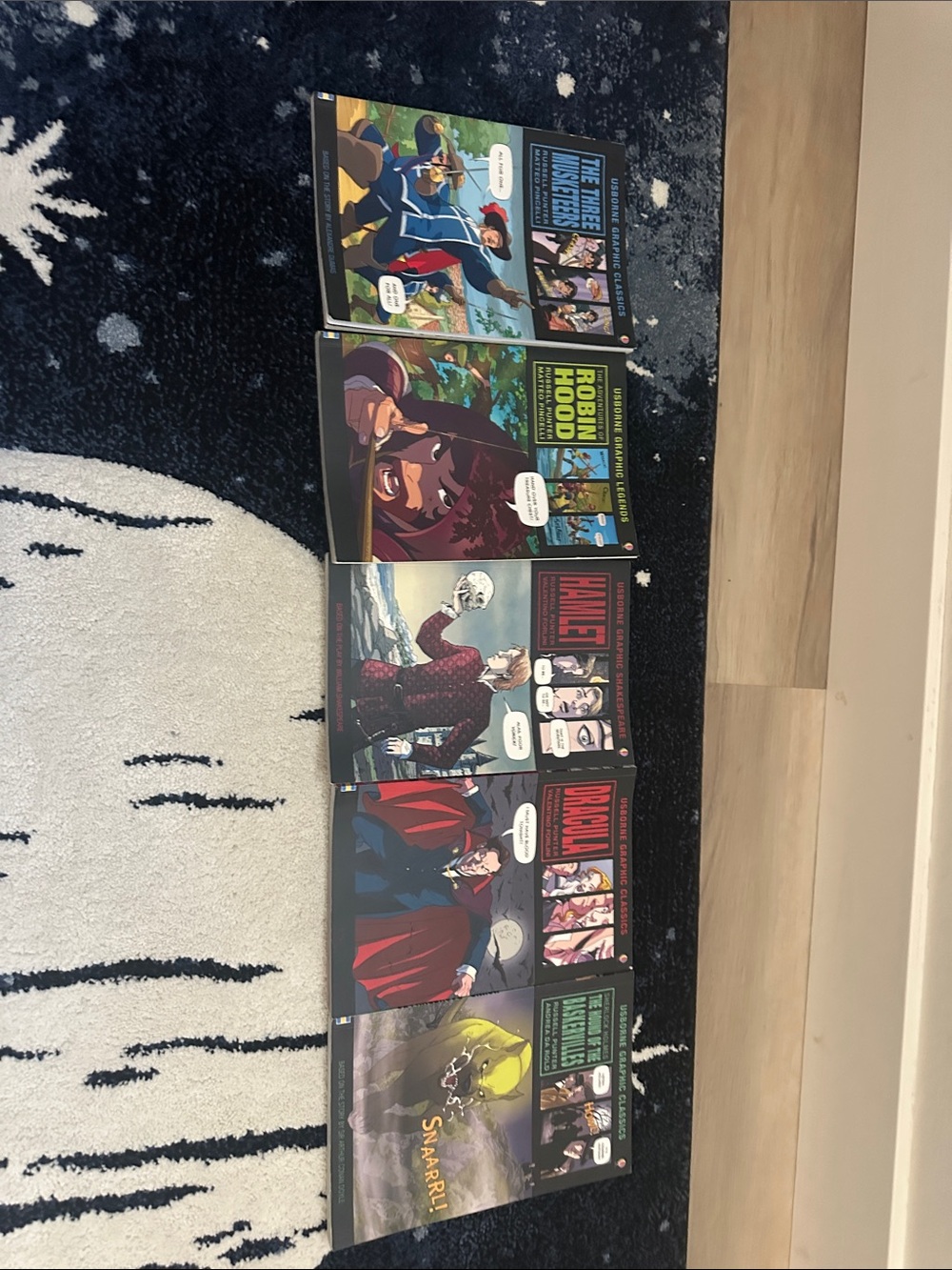 Graphic Novel Set — Colorful Comic Covers (Blue, Black, Red, Green, Yellow)